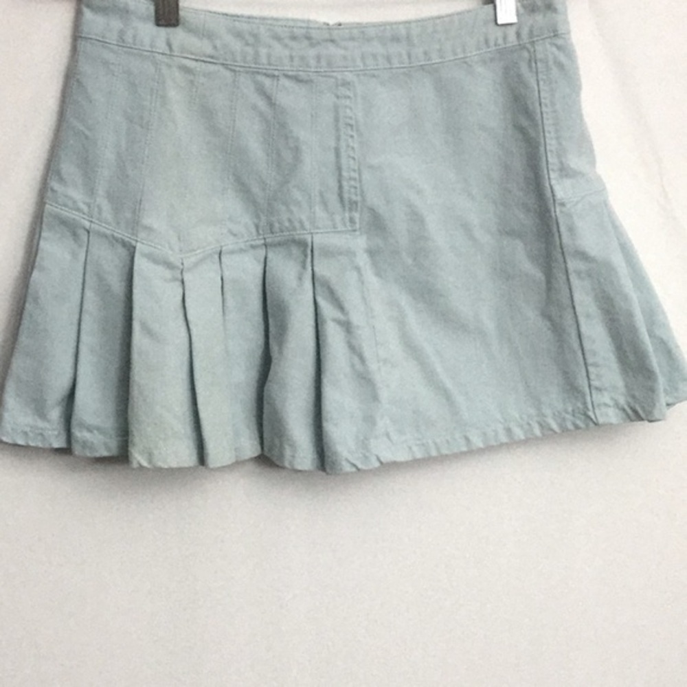 DVF Pleated Cotton Mini Skirt Light Blue Sz 4 EUC